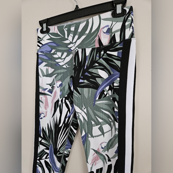 Calvin Klein Performance Wick Tropical Bird Print Leggings B&W Blue Size S/P/CH - Picture 10 of 13